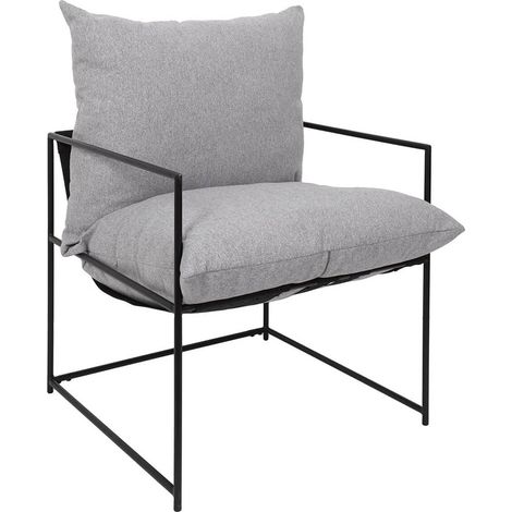 JAMIE - Fauteuil Design Métal Noir et Coussin Gris Chiné (1/5)
