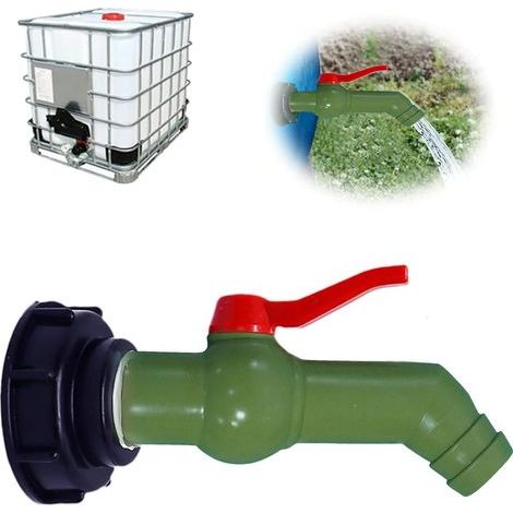 IBC Tank Tap Flow Valve IBC Tank Adapter S60 x 6 Tank Plug Valve for Rainwater Recuperators Outlet Fitting (Dn40/50) (27 mm) (1/5)