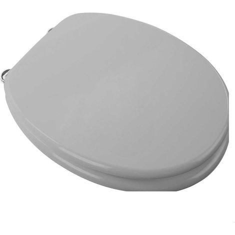 Balterley Bathroom Standard Adjustable-Hinges Round Toilet Seat, Silver Wood Effect Finish - 457x370 mm (Seat Only)