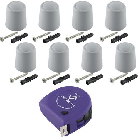 vasalat Türstopper Boden & Wand 2in1 zum Schrauben ø 30mm, Höhe 32mm - Türpuffer + Montagezubehör, Kunststoff grau - 8 Stück (1/5)