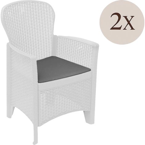 Dmora - Set di 2 sedie da esterno Como, Seduta da giardino, Per indoor o outdoor, Con braccioli, Made in Italy, 59x57 h86 cm, Bianco