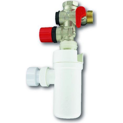 Comap – Groupe de sécurité 889 droit avec siphon d'évacuation pour chauffe-eau – Filetage 20x27 ou 3/4" – Norme NF – Fabrication française (1/3)