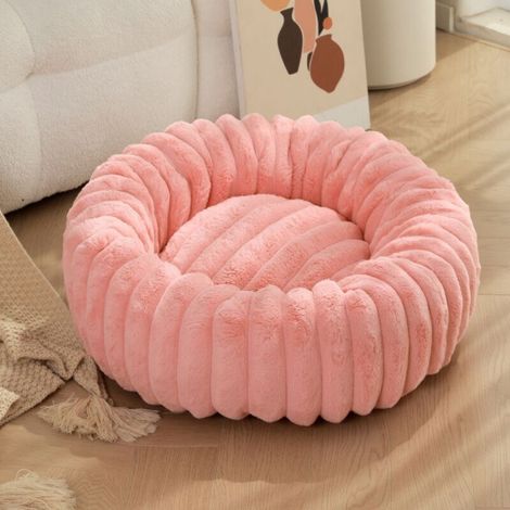 Round pink soft fabric bed, 40cm diameter, for cats and dogs extra-large cat bed warm winter dog bed