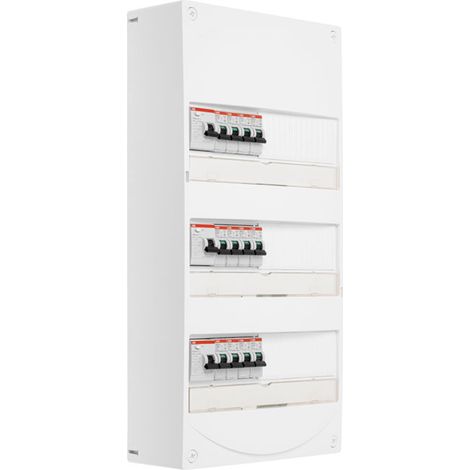 ABB Tableau 3 rangées pré-équipé 3 inter. diff. 40A + 12 disjoncteurs (1/2)