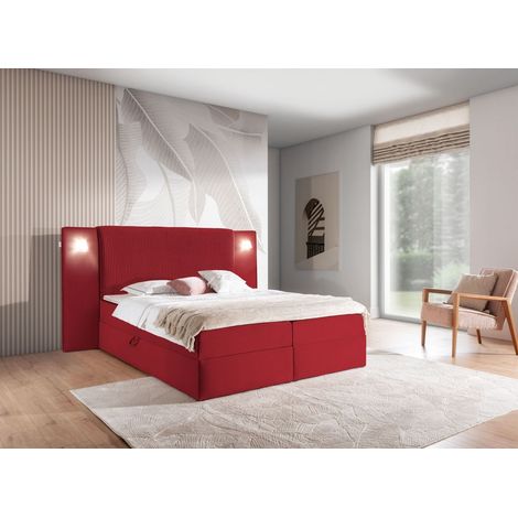Boxspringbett Bett MARTEN 160x200cm Set.1 in Stoff Magic Velvet Rot (1/3)