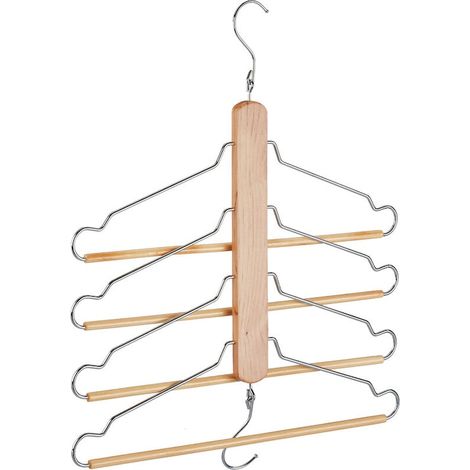 Cintre multiple, bois/argent, 49x42.5x2,5cm, naturel/argent, polyvalent et pratique, pour un usage quotidien