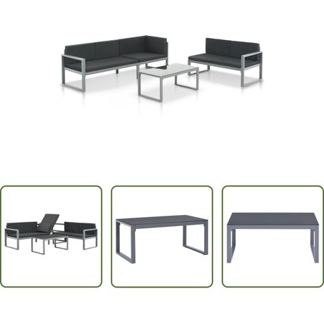 vidaXL Aluminiumsofa - 3-tlg. Garten-Lounge-Set mit Kissen Aluminium Schwarz (1/5)