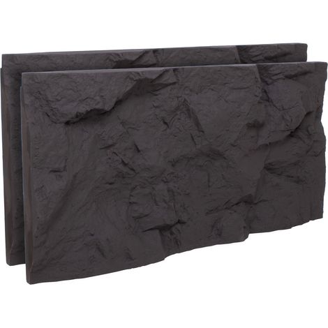 Rushmore - Set 2 pannelli decorativi 3D da parete 120x60x9 cm effetto pietra in PU Grigio Antracite (1/5)