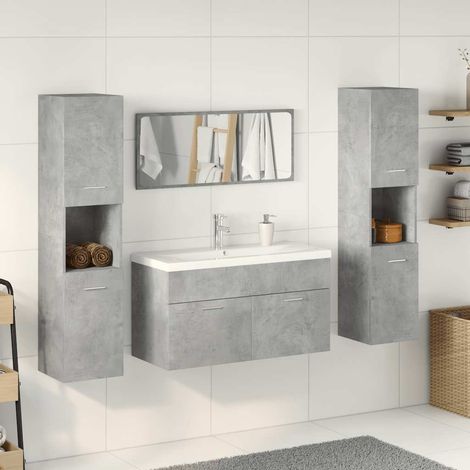 vidaXL 5 Piece Bathroom Furniture Set Concrete Grey Engineered Wood (1/5)
