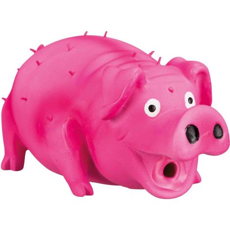 Cochon poilu, son original, latex/fibre de poly. 21 cm