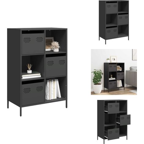 Buffet haut noir 68x39x103,5 cm acier - Buffet Haut - Buffets Hauts - Armoire À Livres - Étagère Et Armoire À Livres (1/5)