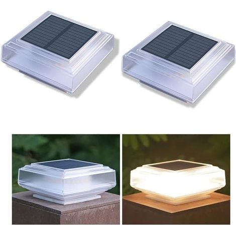 Lot de 1, 2 ou 4 lampes solaires pour poteaux de clôture, LED blanc chaud, éclairage extérieur pour jardin et terrasse.-AquaForge