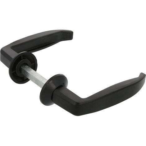 1 Jeu de poignées Aluminium 105x45mm Rosace Ø35mm Carré 8mm Noir Porte 45-55mm Intérieur Extérieur