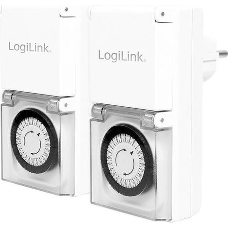 Temporizador analógico de 24 horas IP44, temporizador externo de 16 A, interruptor (2 unidades) (1/4)