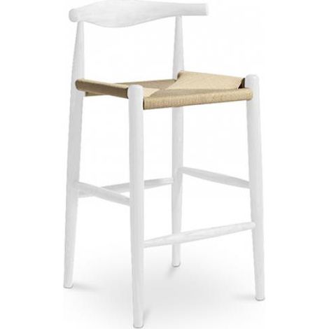Boho Bali Design Barhocker - Holz - 75cm - Elb Weiß
