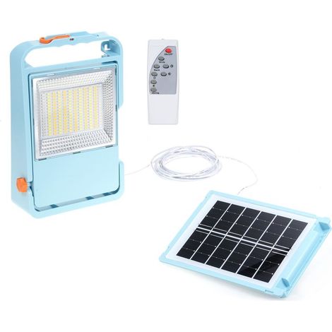 Projecteur LED Rechargeable, 150W Projecteur LED Chantier, 5 Modes LED Lampe de Chantier USB, Lumière de Travail Portable avec Panneau Solaire pour Camping, Entretien, Garage, Atelier