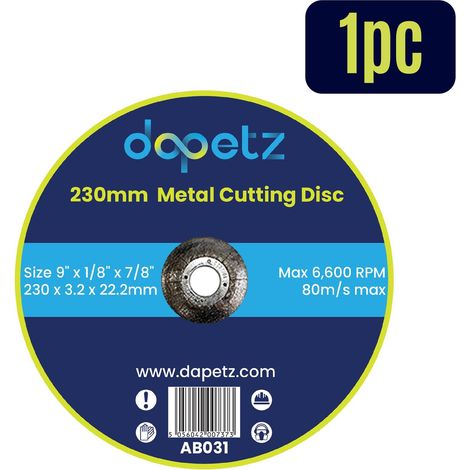 Dapetz ® Metal Cutting Discs 230mm Stainless Steel For Angle Grinder 230 x 3.2 x 22.2mm High Performance Grinder Discs With 22.2mm Bore For Precise Cutting & Smooth Grinding 1PC (1/5)