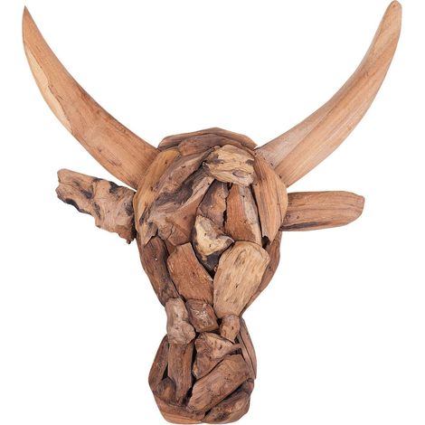 Figura decorativa legno chiaro BULL Bull Head