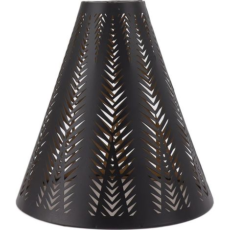 Abat-jour métallique conique en fer gravé design corne - Compatible avec ampoules E26/E27 - 18cm - Décoration murale moderne pour chambre/salon (1 pièce) (1/5)