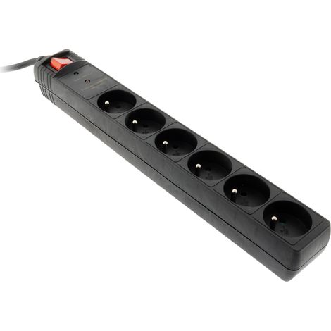 Zenitech – Bloc parafoudre 6 prises 16A avec interrupteur – Câble HO5VV-F 1,4m 3G1,5mm² – Sécurité enfant – Conforme normes NF et CE (1/3)