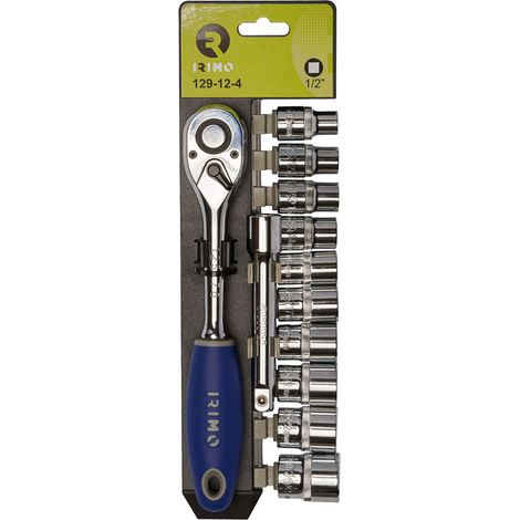 IRIMO - Cliquets réversibles 1/2" avec 10 douilles 6 pans et rallonge (1/2)