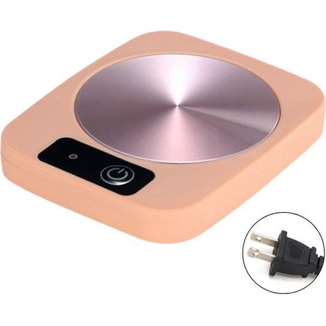 Chauffe-tasse intelligent - Plaque chauffante électrique pour café, thé et lait, chauffe-tasse portable pour la maison, le bureau et idées cadeaux - Prise US - Rose (1/5)