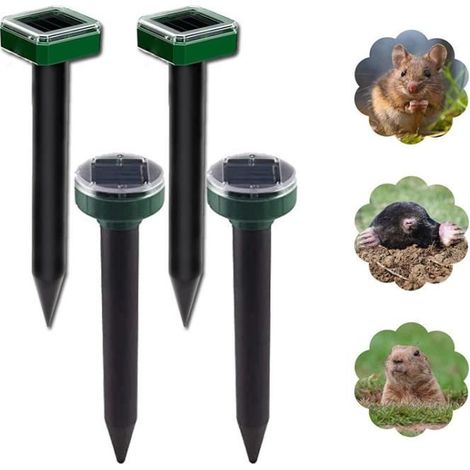 4 Stück Solar-Maulwurfabwehr, Solar-Ultraschall-Maulwurfabwehr, Wasserdichte Maulwurfabwehr IP65, Ultraschall-Schlangenabwehr