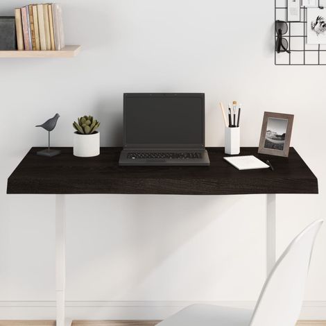 Dessus de table marron foncé bois chêne massif traité