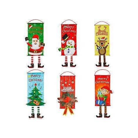 Festliche Weihnachtsdekoration, Weihnachtsschild mit „Frohe Weihnachten“-Motiv für die Verandatür, elfenbeinfarbene Girlande mit bernsteinfarbenen Beinen für Außenfahnen und -banner, einfach zu verwen