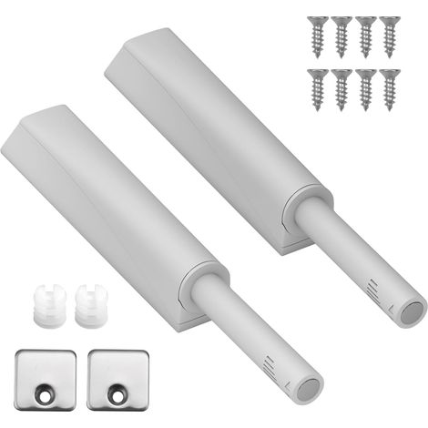 Lot De 2 Gris Amortisseur Porte Placard, Push To Open MatéRiau Abs, Amortisseur Porte, Poussoir Porte Placard Convient Pour Les Armoires De Cuisine, Les Penderies (1/5)
