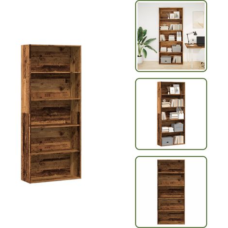 vidaXL Estantería madera ingeniería madera envejecida 80x30x189 cm (1/5)