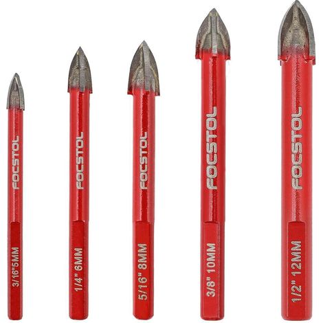 Fliesenbohrer Hartmetallbohrer Set 5 6 8 10 12mm Dreikantschaft (1/5)