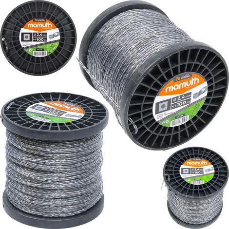 Fil de coupe 100m 2,4mm pour débroussailleuse Filière renforcée Carré Solide MAMUTH (1/5)
