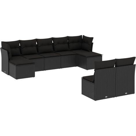 Maison Exclusive - Set Divani da Giardino 9 pz con Cuscini Nero in Polyrattan (1/5)