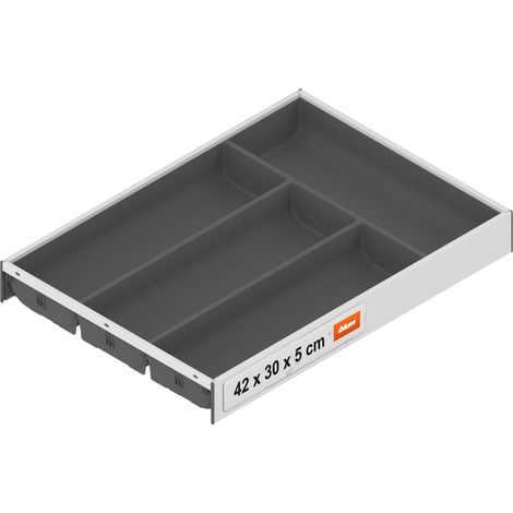 range-couverts Soft-Touch organiseur de tiroir pour tiroir et meuble de cuisine modernes protège trie et range couverts et ustensiles 42×30×5 cm Gris Blanc (1/5)