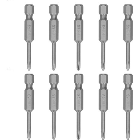 Lot de 10 embouts cruciformes 3mm pour tournevis, magnétiques et trempés, accessoires d'outillage robuste (1/5)