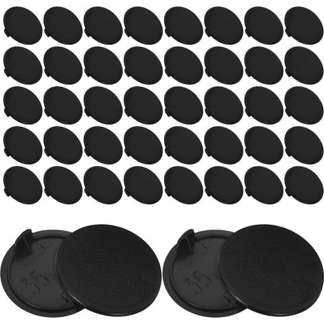 Lot de 50 cache-vis ronds en plastique noir, compatibles avec les (1/5)