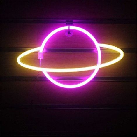 ZOLGINAH Planet Neon Light LED Signs Décoration Murale, Planet Neon Signs LED Neon Wall Sign Rose Neon Lights USB/Batterie Suspendus Néon Light, pour La Maison, Bar, Fête De Fête (1/5)