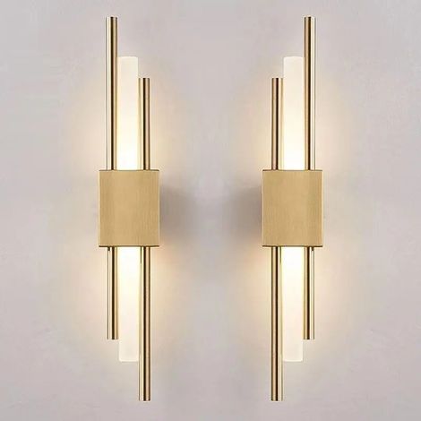 Applique murale LED moderne, 10 W, lumière tricolore 3000 K veilleuse en acrylique, dorée. (1 paire) (1/5)