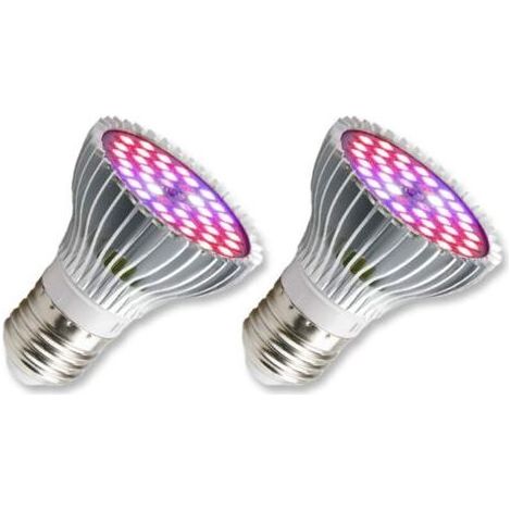 Ampoule Horticole E27 LED pour Plantes, 30W E27 avec 40LED Lampe Plante à Spectre Complet, AC 85-265V, Lampe the Croissance et Fleurs Intérieur pour Jardin/Culture Hydroponique/Aquarium, lot de 2 [Cla (1/4)
