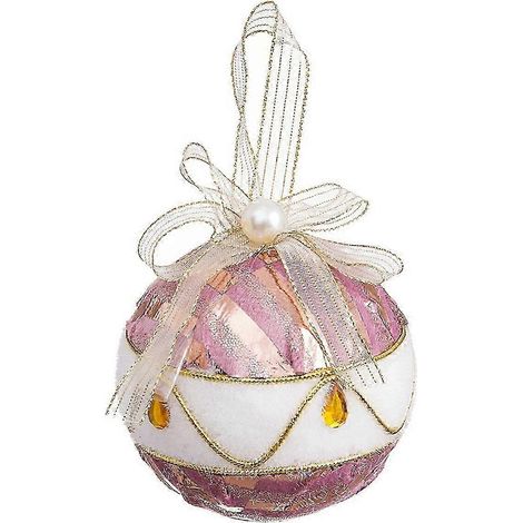 Boules de Noël en tissu polyfoam blanc et rose 6 x 6 x 6 cm (6 unités) (1/2)