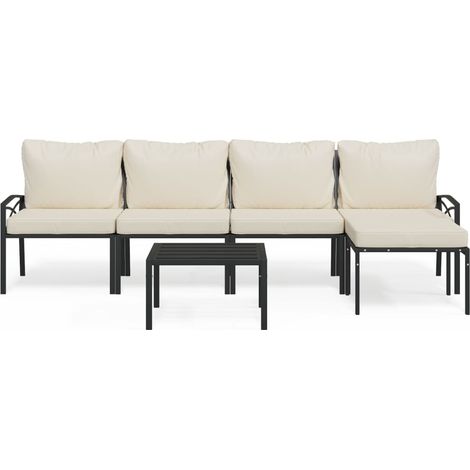 Maison Exclusive - Salon de jardin 6 pcs avec coussins sable acier (1/5)