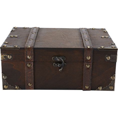 Boîte de rangement en bois Vintage, coffre à bijoux décoratif avec serrure, décoration de la maison 6282-2302 (1/5)