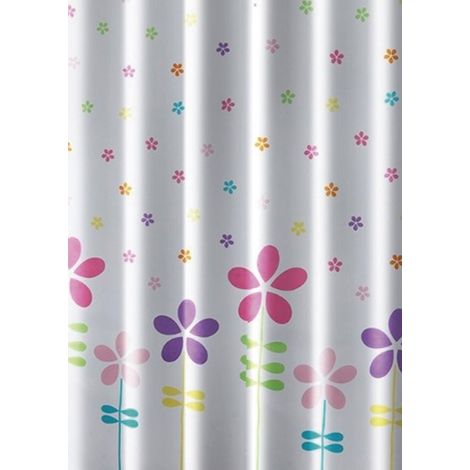 Rideau de douche 180x180cm, polyester, couleur fleur (1/3)