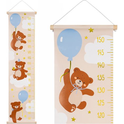 Toise murale ours en peluche, assortiment, 24 x 100 cm (1/3)