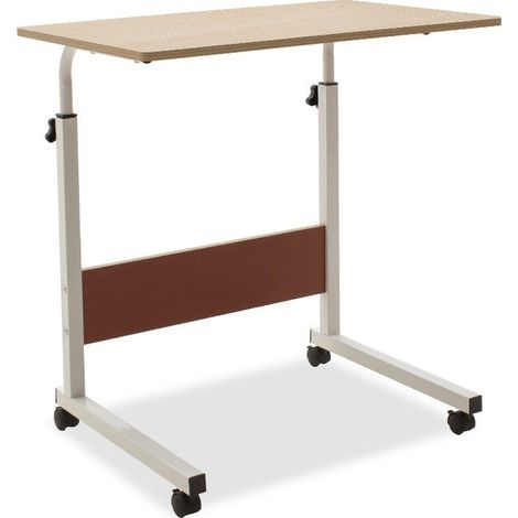 bureau hauteur réglable-mdf naturel-blanc 60x40x69-90 cm (1/5)