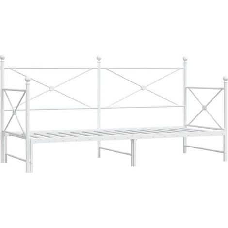 Canapé-lit avec matelas gigogne (matelas non inclus), blanc, 75 x 190 cm (1/5)