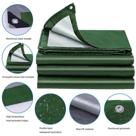 Bâche de protection PE robuste imperméable et anti-UV, toile polyéthylène armée pour jardin, cour, terrasse et abri extérieur (1/5)