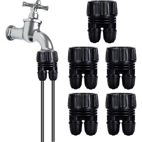 Conectores roscados, adaptadores para mangueras de riego, adaptador de manguera de goteo a grifo, adaptador de grifo, adaptador de manguera de riego, adaptador de manguera de jardín, paquete de 6 (1/5)