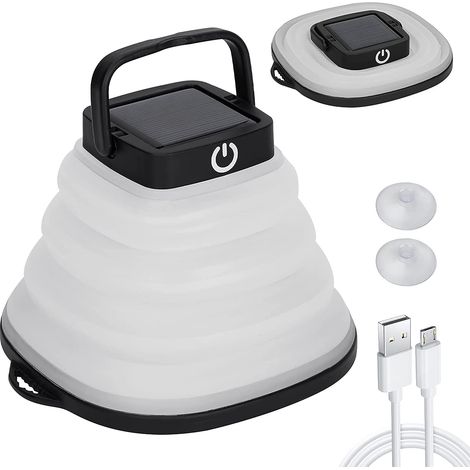 Lanterne de camping à énergie solaire à LED, pliable, 3 modes de gradation (1/5)